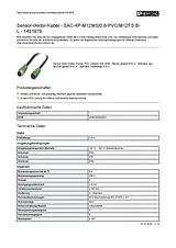 Phoenix Contact Sensor/Actuator cable SAC-4P-M12MS/0,6-PVC/M12FS B-L 1431979 1431979 Data Sheet