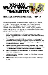 Ramsey Electronics RRW1A Справочник Пользователя