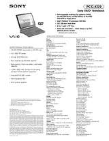 Sony PCG-XG9 Specification Guide