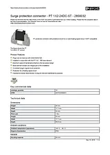 Phoenix Contact Surge protection connector PT 1X2-24DC-ST 2856032 2856032 Data Sheet