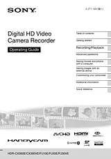 Sony HDR-CX360E Справочник Пользователя