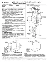 KitchenAid 36" Retractable Downdraft System, 600-1200 CFM Dimensional Illustrations