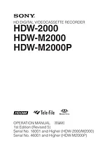 Sony HDW-2000 Справочник Пользователя
