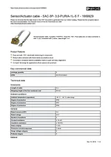 Phoenix Contact Sensor/Actuator cable SAC-3P- 3,0-PUR/A-1L-S F 1669929 1669929 Ficha De Dados