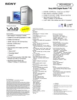 Sony PCV-RS220 Guia De Especificação