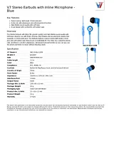 V7 Stereo Earbuds with Inline Microphone - Blue HA110-BLU-12EB Dépliant