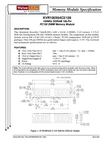Kingston Technology 128MB 100MHz Non-ECC CL2 DIMM KVR100X64C2/128 Data Sheet