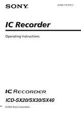 Sony ICD-SX30 Справочник Пользователя