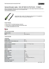Phoenix Contact Sensor/Actuator cable SAC-4P-MS/ 5,0-PUR SCO 1518821 1518821 Data Sheet