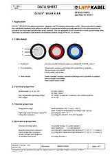 Lappkabel 0023114 ÖLFLEX® SOLAR XLS Solar Photovoltaic PV Cable, 1 x 6 mm², Black, Red Sheath 0023114 Ficha De Dados