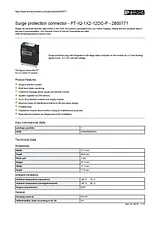 Phoenix Contact Surge protection connector PT-IQ-1X2-12DC-P 2800771 2800771 Hoja De Datos