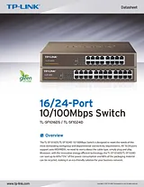 TP-LINK 24-Port 10/100Mbps Fast Ethernet Switch TL-SF1024 Ficha De Dados