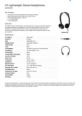 V7 Lightweight Stereo Headphones HA300-2EP Dépliant