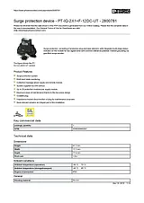 Phoenix Contact Surge protection device PT-IQ-2X1+F-12DC-UT 2800781 2800781 Data Sheet