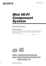 Sony MHC-RG475S Manual