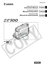 Canon ZR500 Справочник Пользователя