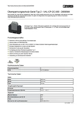 Phoenix Contact Type 2 surge protection device VAL-CP-2C-350 2859589 2859589 Ficha De Dados