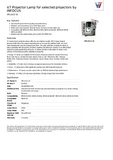 V7 Projector Lamp for selected projectors by INFOCUS VPL1412-1E Data Sheet