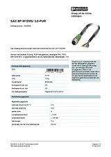 Phoenix Contact Sensor/Actuator cable SAC-8P-M12MS/ 3,0-PUR 1522503 1522503 데이터 시트