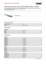 Phoenix Contact Inline shield connector IB IL SCN 6-SHIELD-TWIN 2740245 2740245 Data Sheet