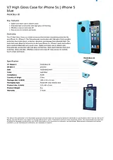 V7 High Gloss Case for iPhone 5s | iPhone 5 blue PA19CBLU-2E Folheto