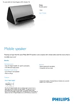 Philips Portable speaker SBA1710 SBA1710/00 Техническая Спецификация