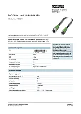 Phoenix Contact Sensor/Actuator cable SAC-3P-M12MS/1,5-PUR/M 8FS 1668810 1668810 Data Sheet
