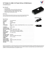 V7 Slide-In USB 2.0 Flash Drive 32GB black VU232GAR-BLK-2E Техническая Спецификация