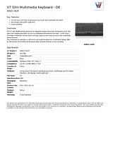 V7 Slim Multimedia Keyboard - DE KM0Z1-5E2P 데이터 시트