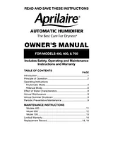 Aprilaire 600 &700 User Manual