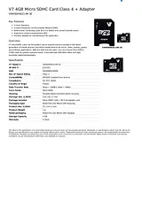 V7 4GB Micro SDHC Card Class 4 + Adapter VAMSDH4GCL4R-2E Dépliant