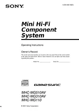 Sony MHC-MG110 User Manual