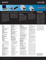 Sony PCG-K27 Guide De Spécification