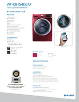 Samsung WF42H5400AF/A2 Hoja De Especificaciones