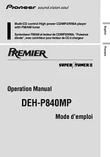 Pioneer deh-p840mp Manuel D’Utilisation