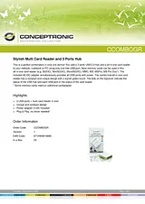 Conceptronic Stylish Multi Card Reader and 3 Ports Hub 1100019 Справочник Пользователя