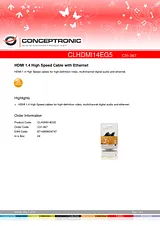Conceptronic HDMI 1.4 High Speed Cable with Ethernet CLHDMI14EG5 Manual Do Utilizador