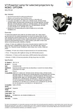 V7 Projector Lamp for selected projectors by NOBO, OPTOMA VPL1774-1E Scheda Tecnica