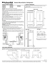 KitchenAid Built-In Panel Ready Bottom Mount Refrigerator 20.9 Cu. Ft. 36" Width 寸法図