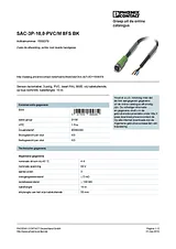 Phoenix Contact Sensor/Actuator cable SAC-3P-10,0-PVC/M 8FS BK 1508378 1508378 Data Sheet