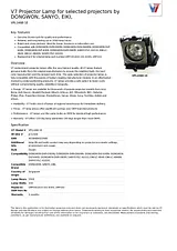 V7 Projector Lamp for selected projectors by DONGWON, SANYO, EIKI, VPL1468-1E Data Sheet