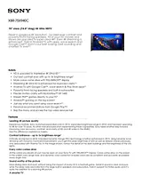Sony XBR75X940C Specification Sheet
