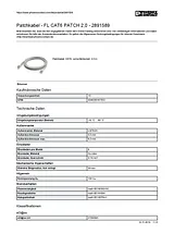 Phoenix Contact Patch cable FL CAT6 PATCH 2,0 2891589 2891589 Data Sheet