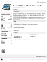 Kensington Comercio™  Soft Folio Case & Stand for iPad Air™ & iPad Air™ 2 - Textile Black K44424WW Leaflet