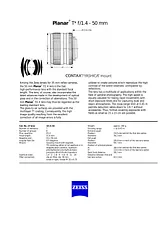 Carl Zeiss Planar T* 50 mm f/ 1.4 C/Y Lens 产品宣传册
