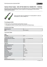 Phoenix Contact Sensor/Actuator cable SAC-4P-M12MS/15,0-186/M12FS 1509584 1509584 Ficha De Dados