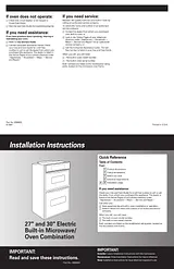 KitchenAid 1.4 cu. ft. Microwave 3.6 cu. ft. True Convection Lower Oven Architect® Series Installation Guide