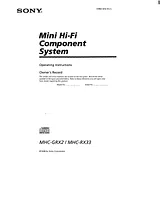 Sony MHC-RX33 Manual