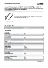 Phoenix Contact Sensor/Actuator cable SAC-3P- 5,0-100/M12FR-2L 1505041 1505041 Data Sheet