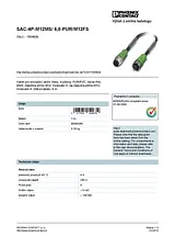 Phoenix Contact Sensor/Actuator cable SAC-4P-M12MS/ 6,0-PUR/M12FS 1504628 1504628 Data Sheet